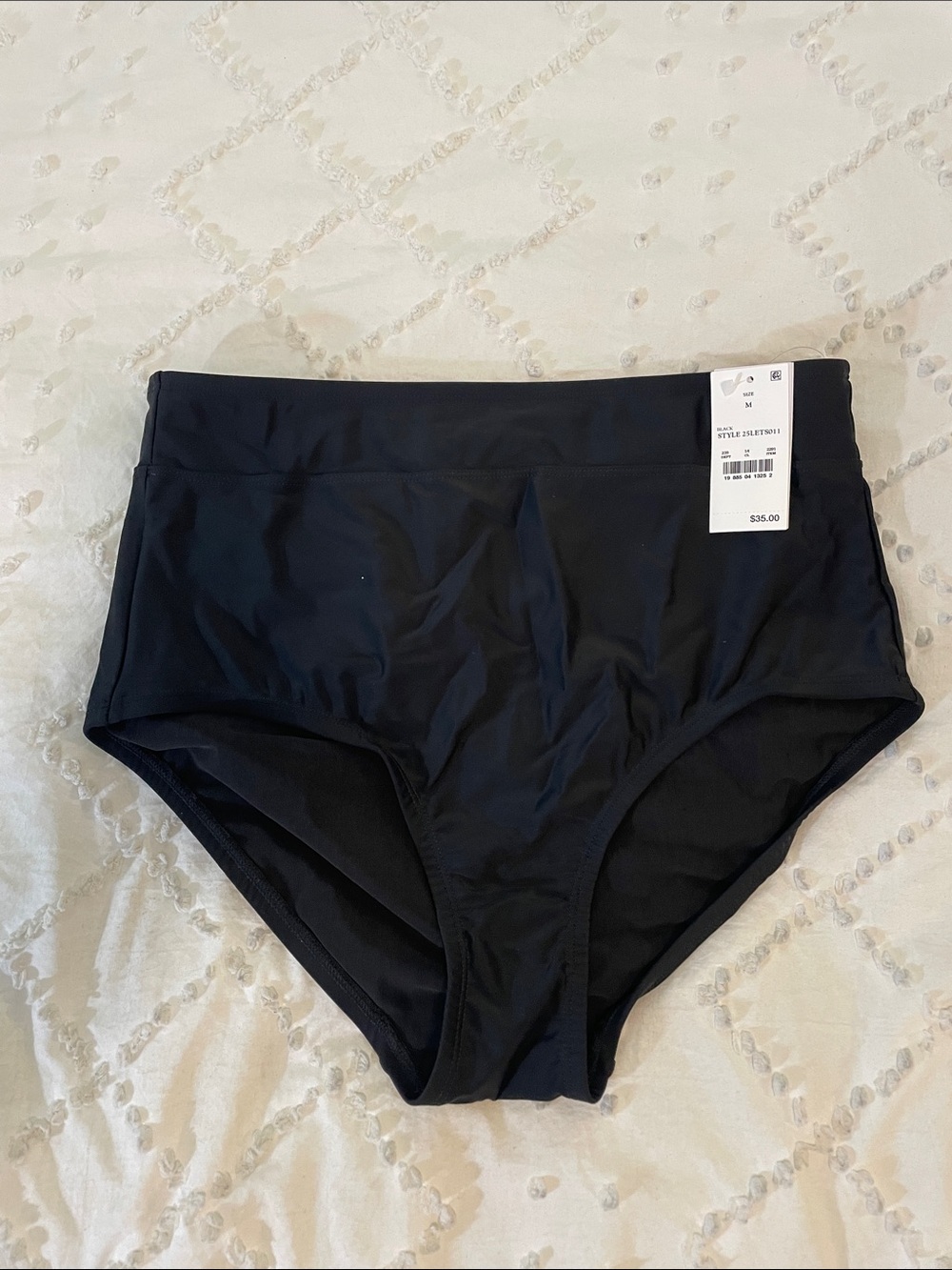 Lands' End Black High-Waist Bikini Bottoms nwt